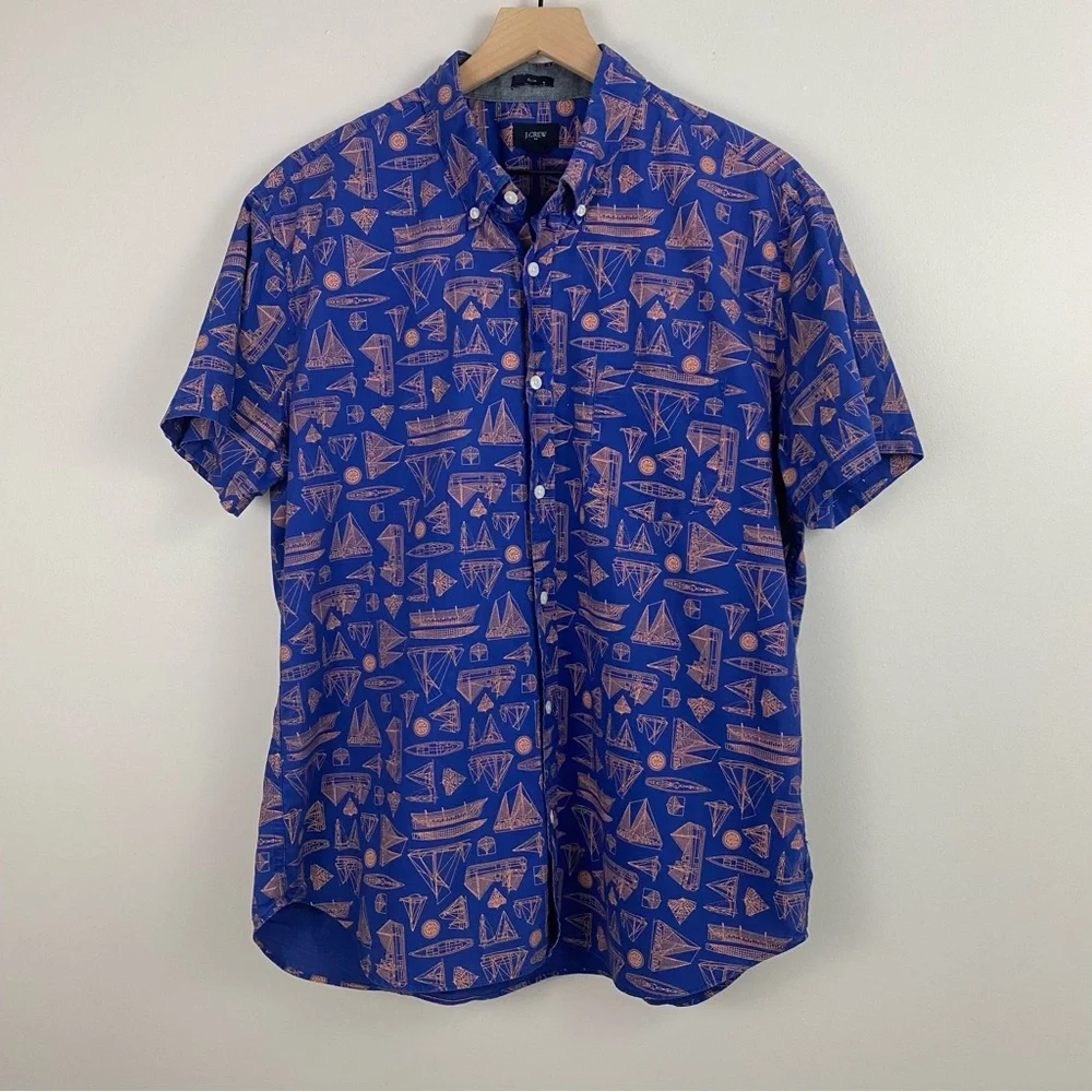 J. Crew Blue Button-Down Boat Shirt